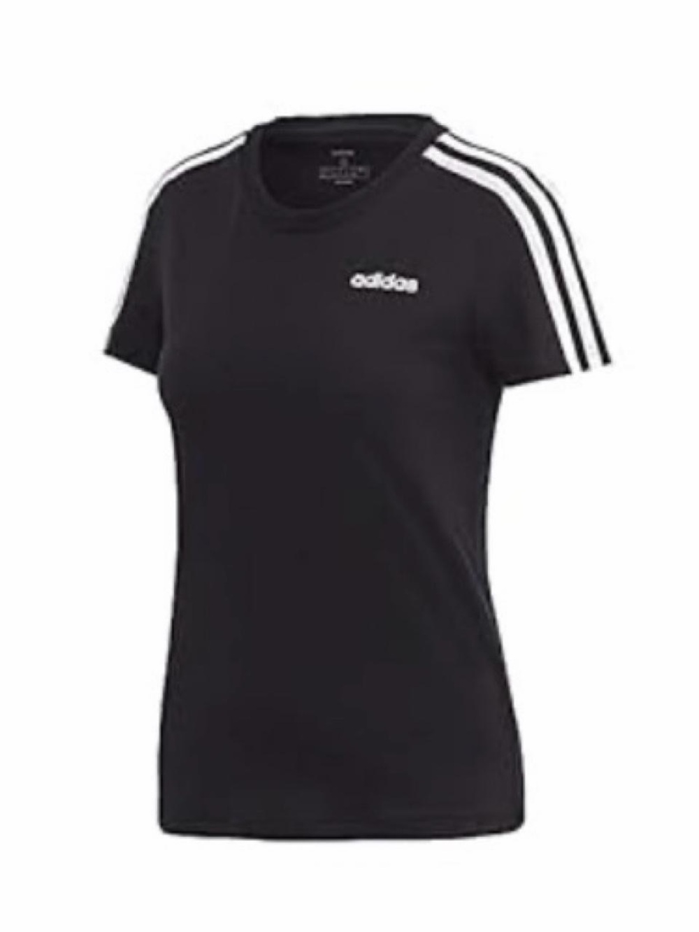 adidas Women’s Black Tee with White 3-Stripe Shoulder